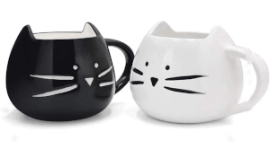 duo de 2 mugs en forme de tete de chat