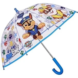 Parapluie transparent Paw Patrol pour enfants - Parapluie bleu pour garçons - Imprimé Marshall Chase et Rubble - Dôme coupe-vent avec ouverture de sécurité - 65 cm, bleu, 65 centimeters | Beauxcadeaux